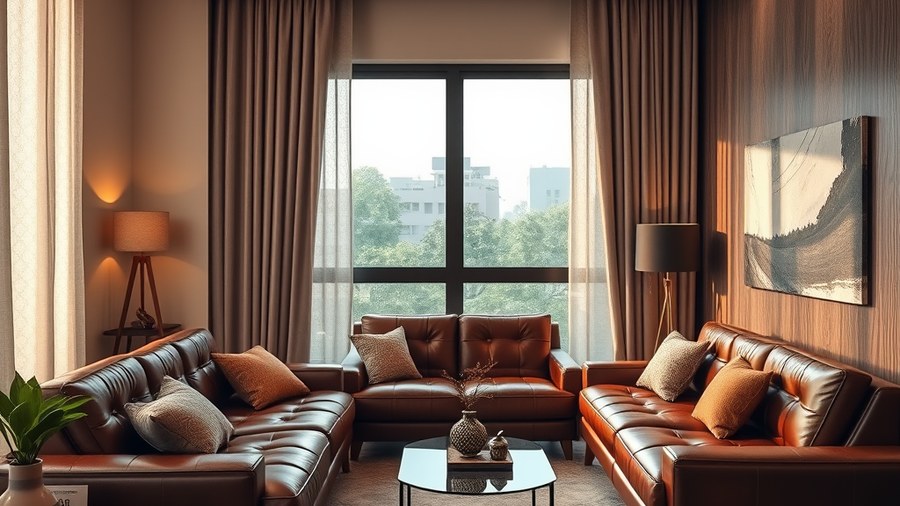 cozy living room with leather sofa in a 3BHK apartment · interior design concept by Design Within
