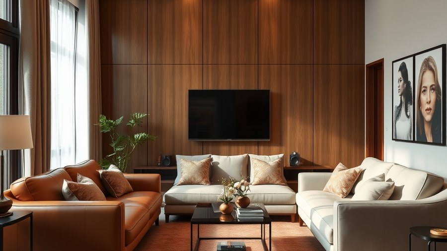comparison of leather and linen upholstery in a 2BHK living room · interior design concept by Design Within