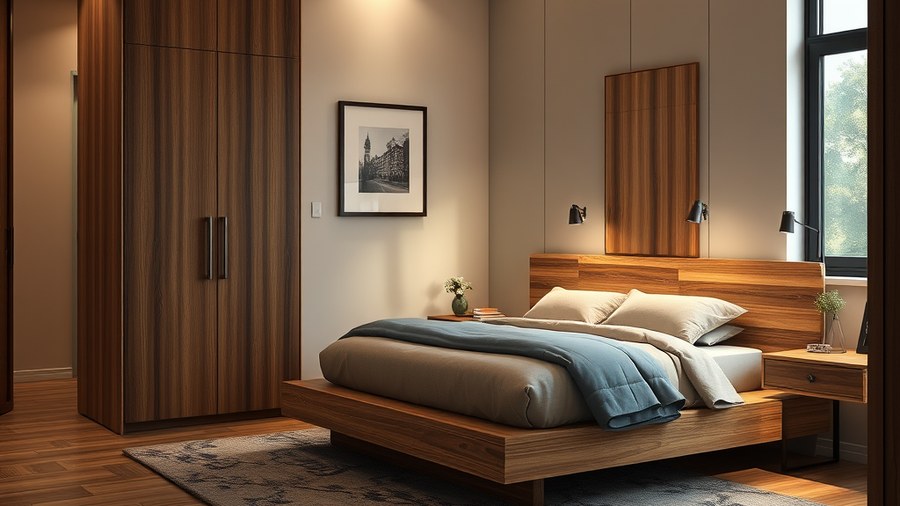 engineered wood bed with storage in a 2BHK Indian apartment · interior design concept by Design Within