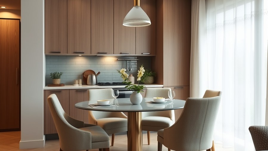 linen-upholstered dining chairs in a compact Indian kitchen · interior design concept by Design Within