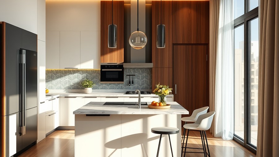 modern kitchen island with breakfast counter in 3BHK apartment · interior design concept by Design Within