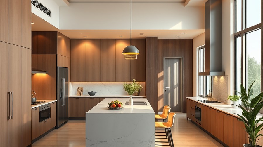 modern open kitchen with island in Indian home · interior design concept by Design Within