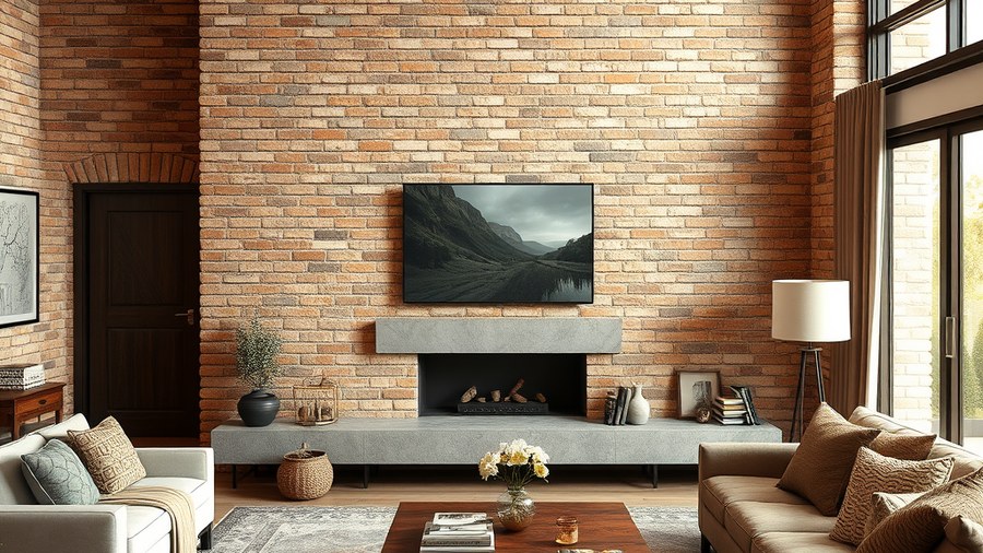 rustic living room with exposed brick wall in Indian home · interior design concept by Design Within