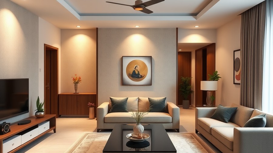 serene Indian living room with Vastu-compliant decor · interior design concept by Design Within
