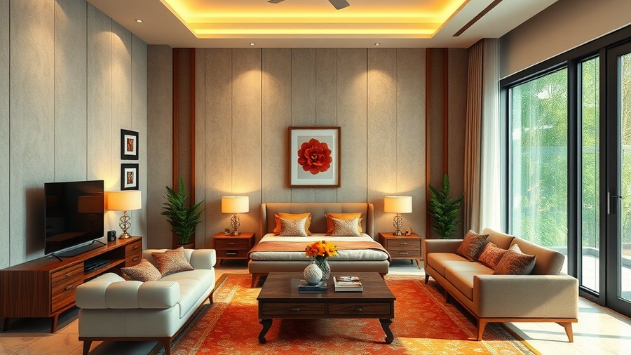 spacious Indian bedroom with Vastu-compliant furniture arrangement · interior design concept by Design Within