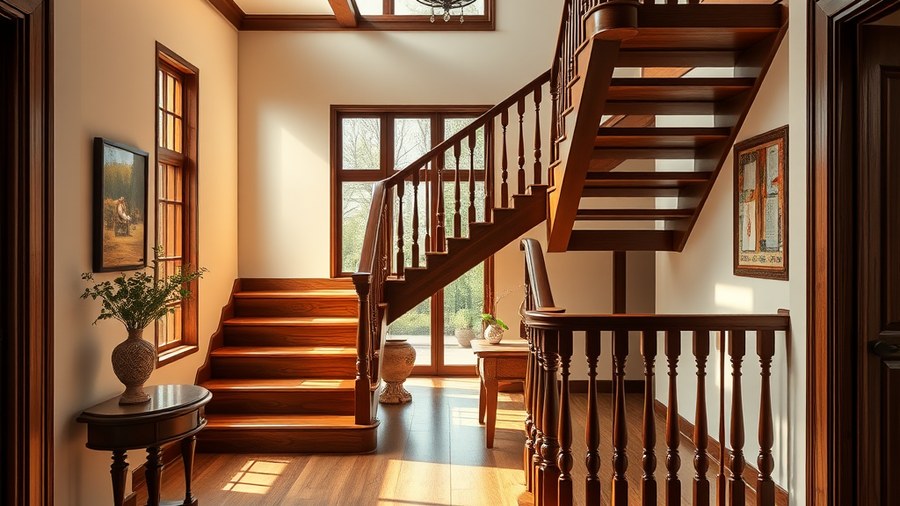 traditional solid hardwood staircase in an Indian home · interior design concept by Design Within