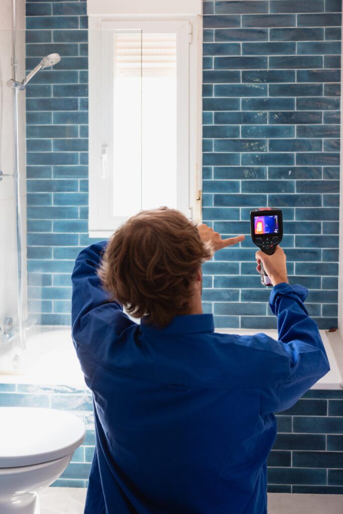 Thermal imaging camera used to investigate concealed bathroom leakage